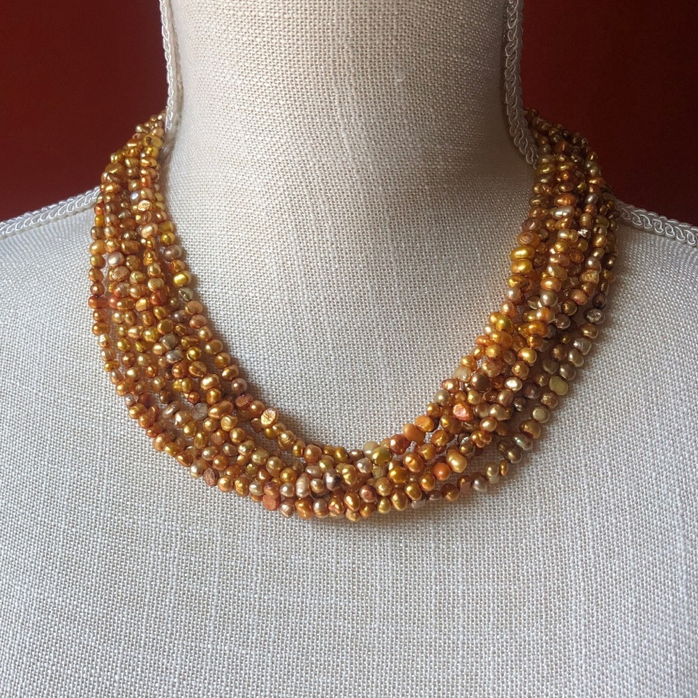 Silpada multi strand copper pearl necklace